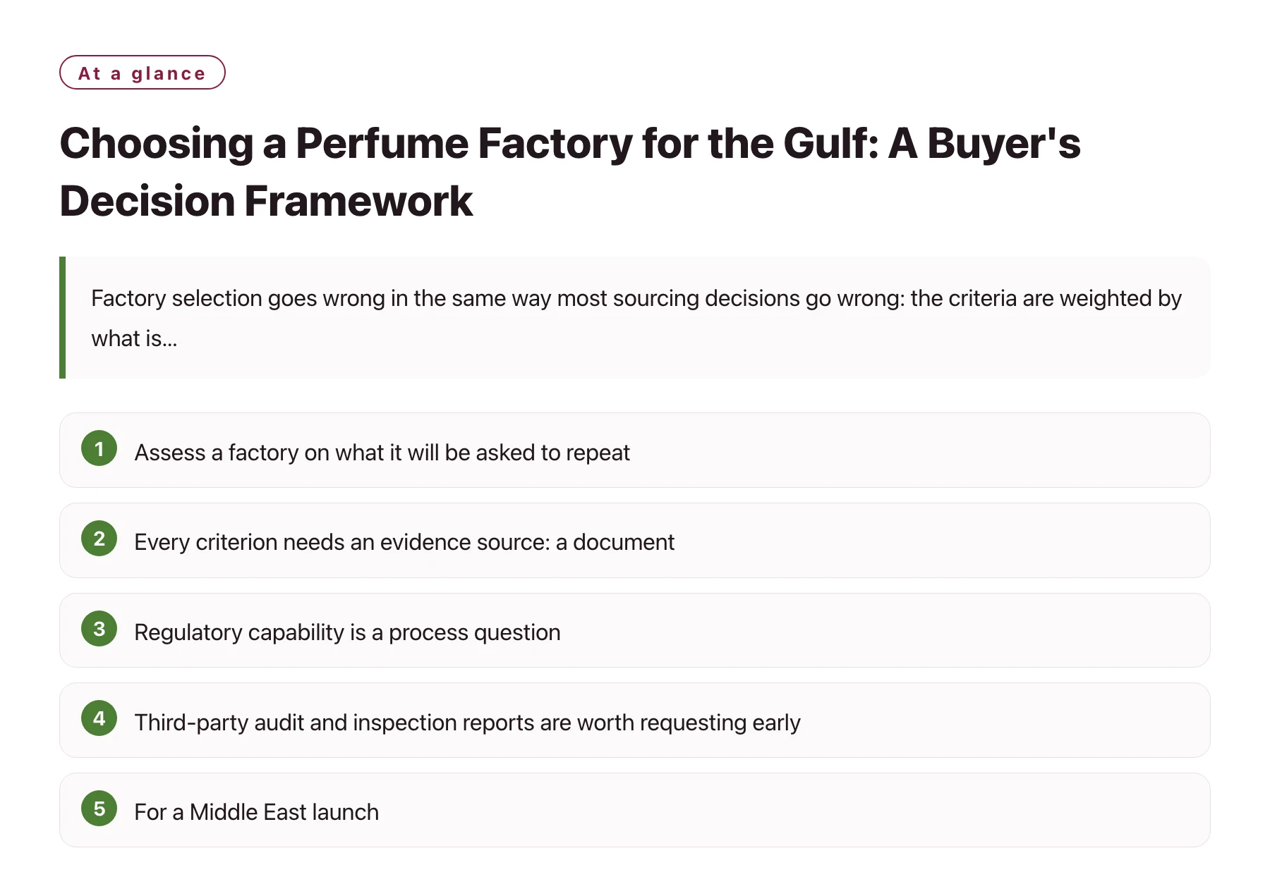 Choosing a Perfume Factory for the Gulf: A Buyer's Decision Framework——全文要点速览